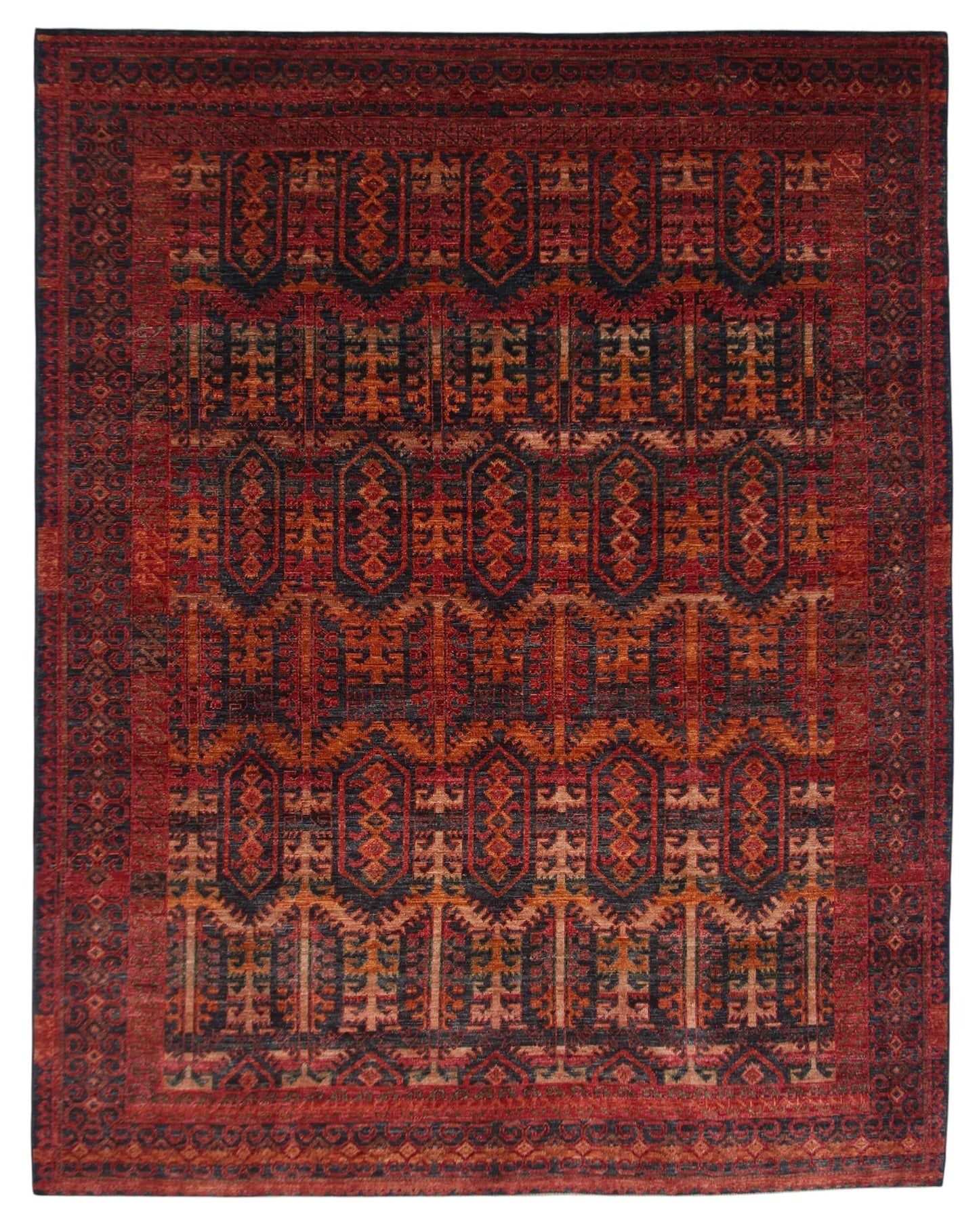 Abrash - Turkmen Revival Design (8'03"x10'05") red/rust/black