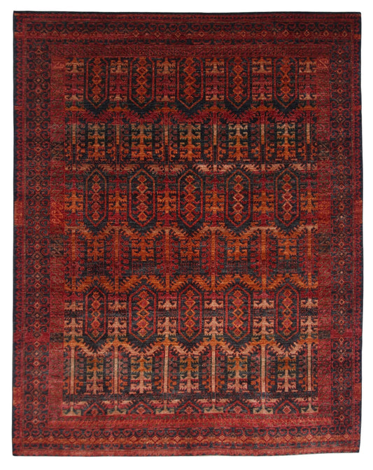 Abrash - Turkmen Revival Design (8'03"x10'05") red/rust/black
