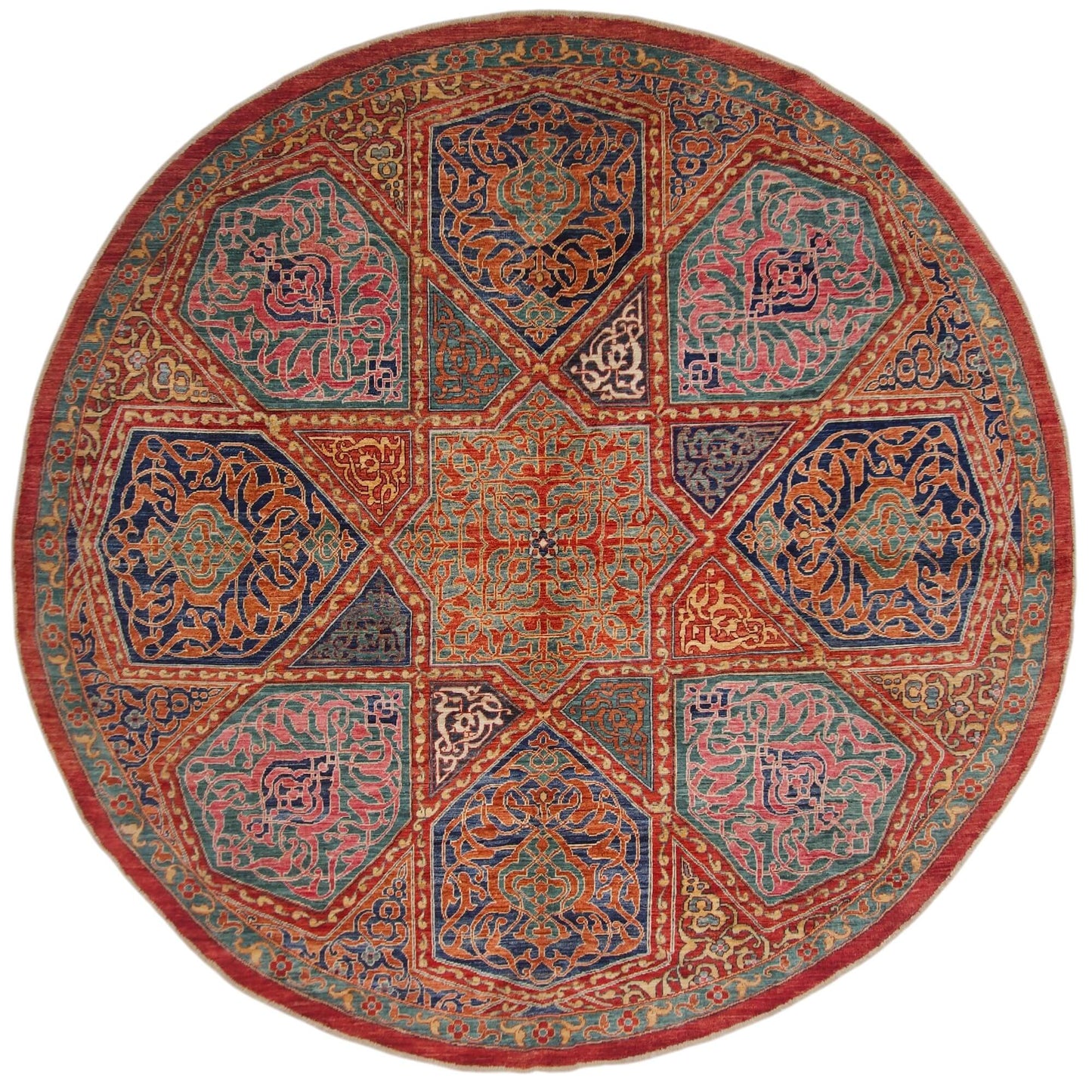 Aryana - Afghan Arabesque (8'Round*) red/blue/teal