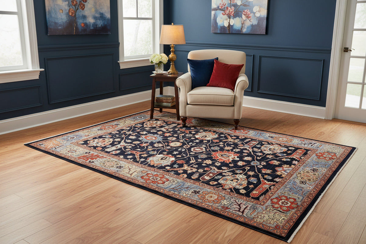 Aryana - Bidjar (6'01"x8'07") deep indigo/ivory/multicolor