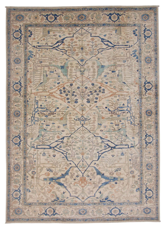 Faryab - Bidjar (6'01"x8'07") ivory/blue