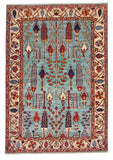 Fine Aryana - Tree of Life (4'03"x6'01") robin's egg blue/ivory