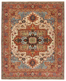 Indo-Persian - Serapi/Heriz Revival (8'x10') ivory/lt.blue/rust
