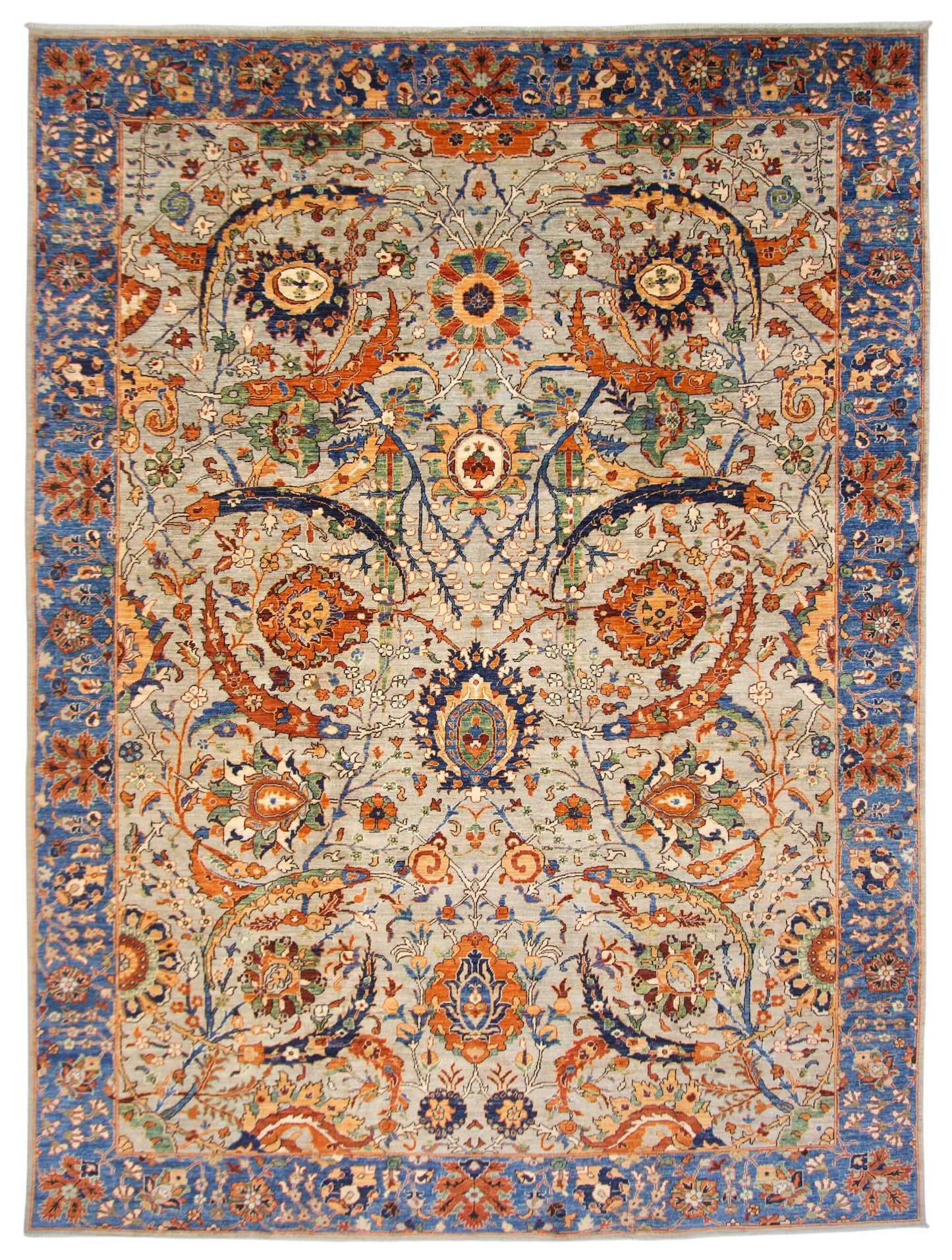 Aryana - Sickle Leaf Kerman Design (8'08"x11'09") lt.gray/blue/rust