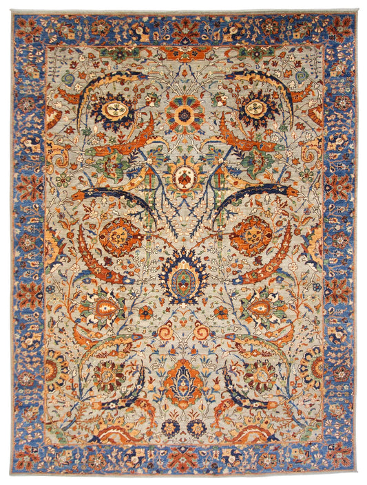 Aryana - Sickle Leaf Kerman Design (8'08"x11'09") lt.gray/blue/rust