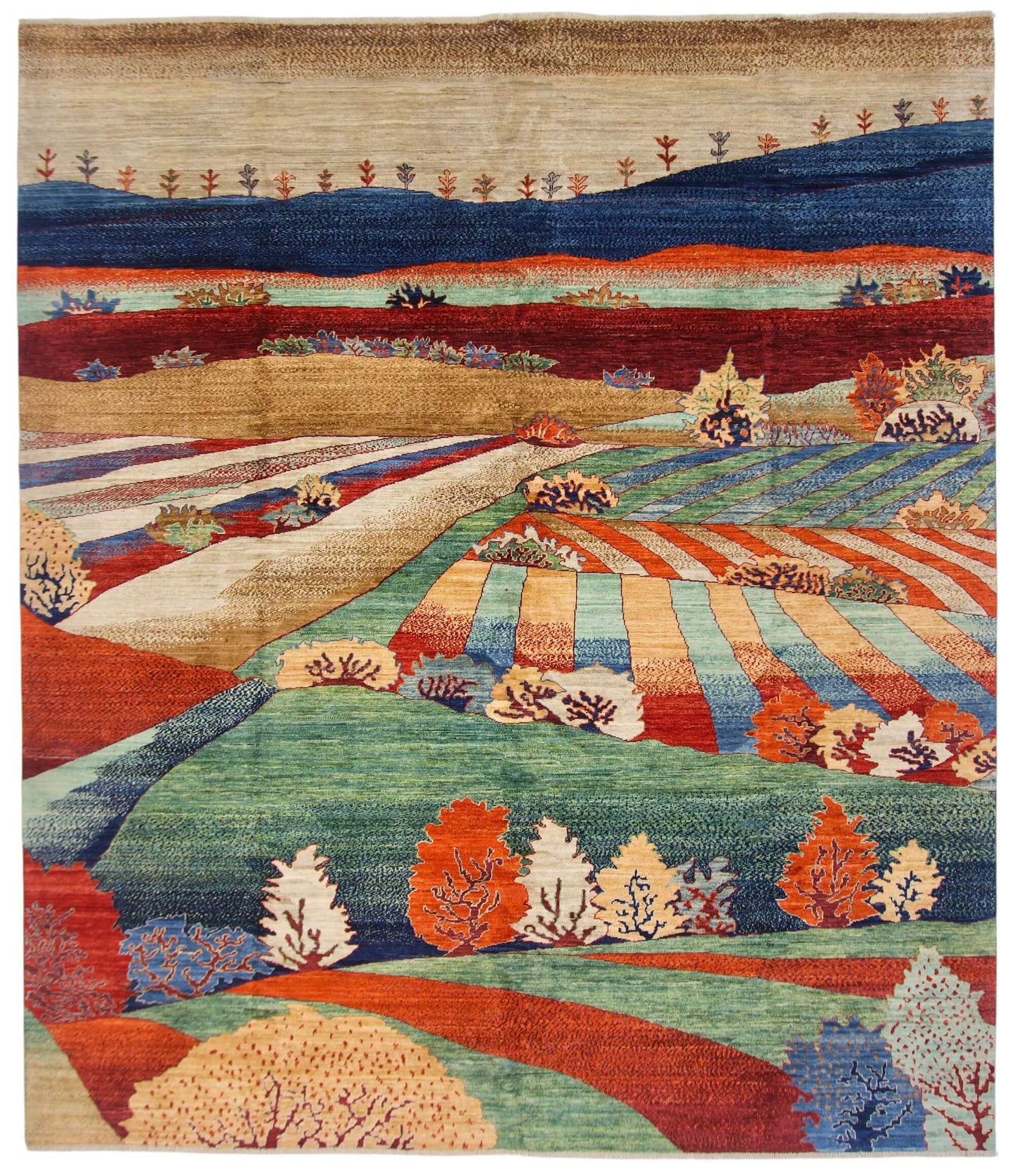 Aryana - Pictorial Landscape (8'03"x9'10") multicolor/green/blue/tan