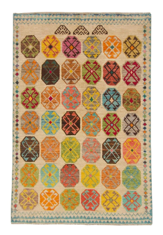 Afghan Anatolian (3'02"x4'10") ivory/multicolor