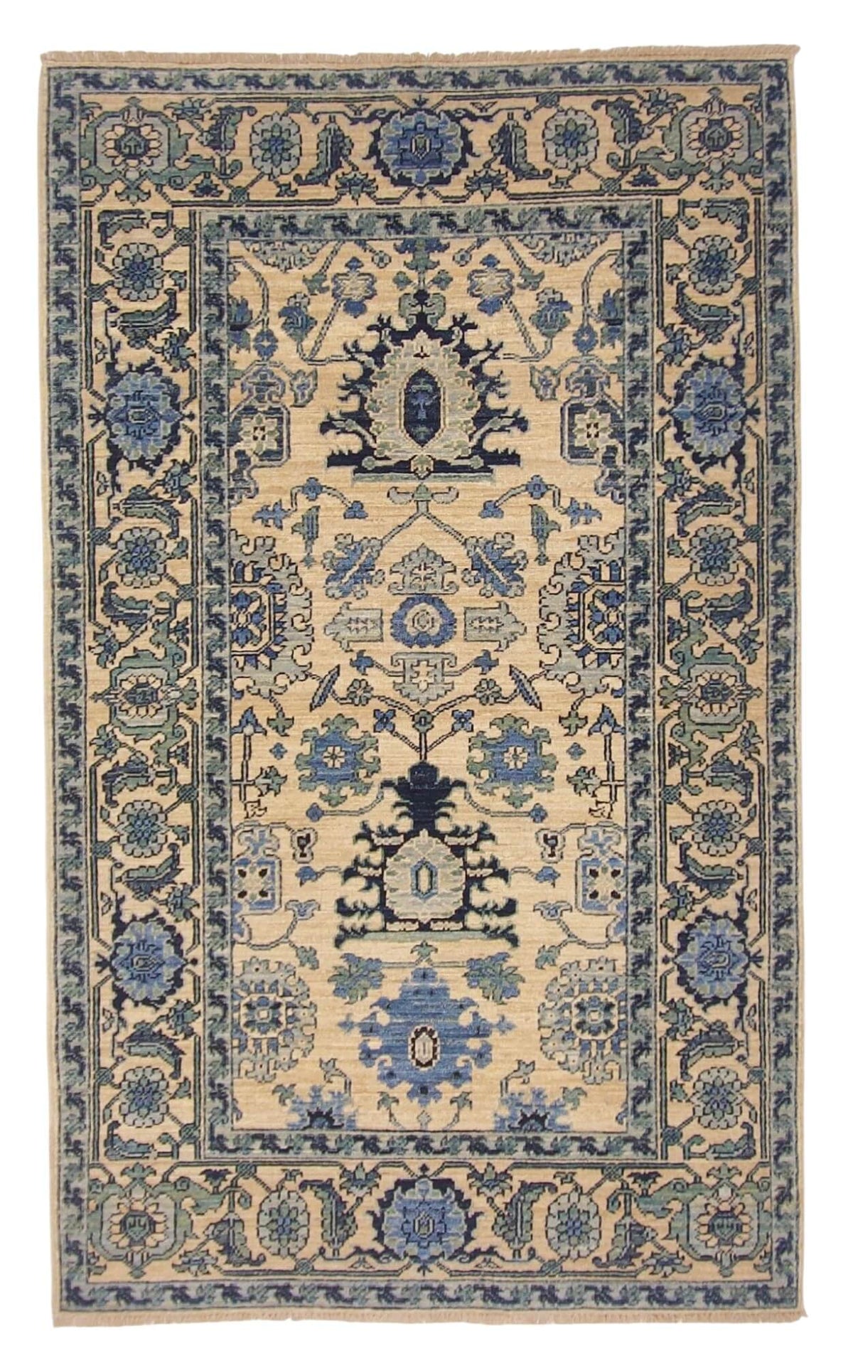 Sina - Afghan Serapi (3'01"x5'03") ivory/blue