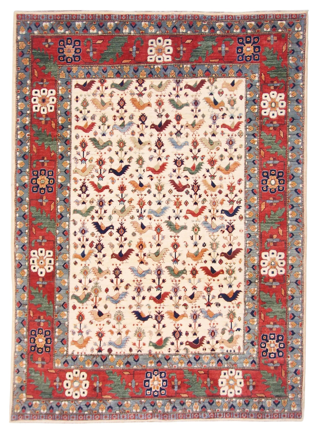 Farahan Sina - Qashqai (5'00"x6'11") ivory/red
