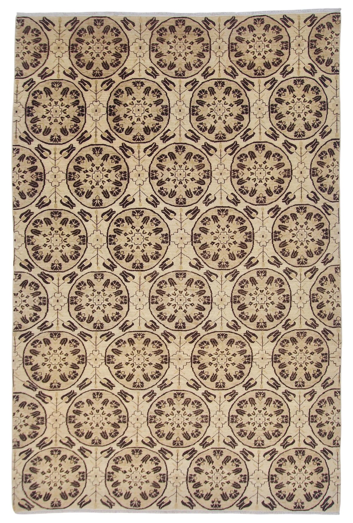 Farahan Sina - Suzani (6'00"x9'00") ivory/dark brown