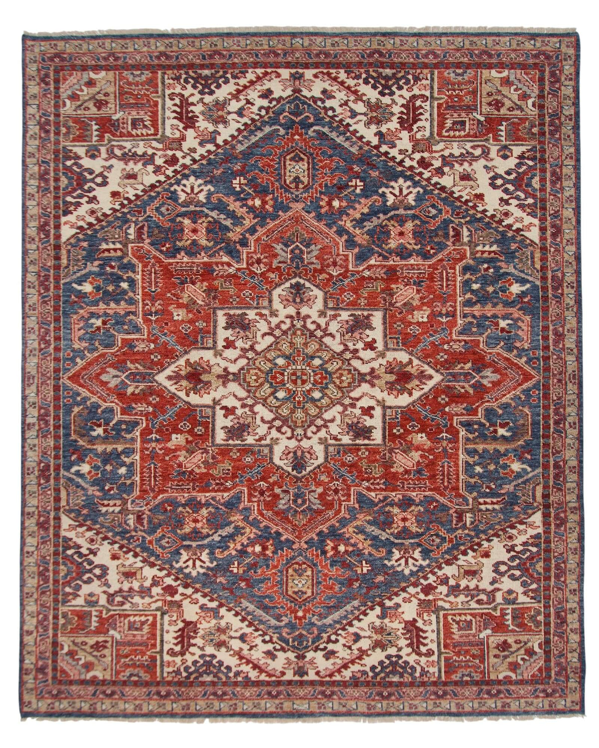 Indo-Oushak - Heriz Design (approx. 8'x10') navy/red