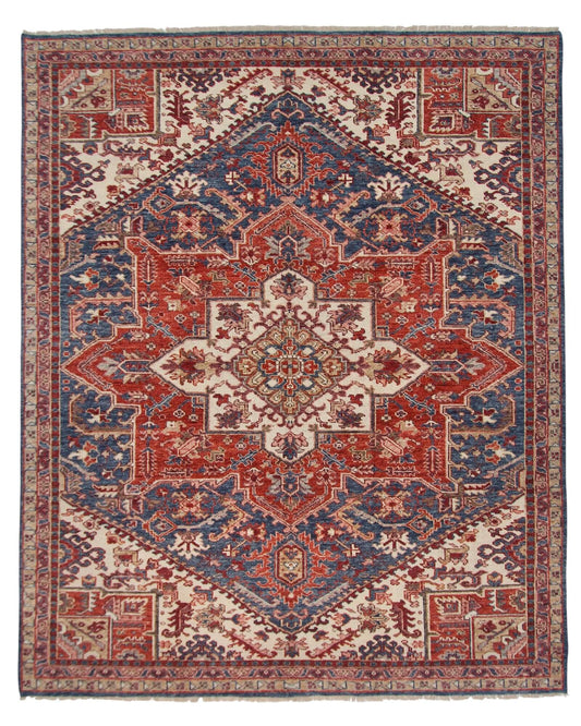 Indo-Oushak - Heriz Design (approx. 8'x10') navy/red