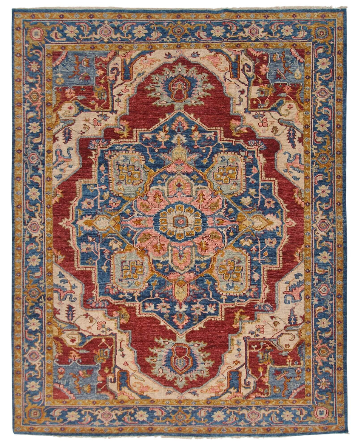 Indo-Oushak - Heriz Design (approx. 8'x10') blue/dk.red