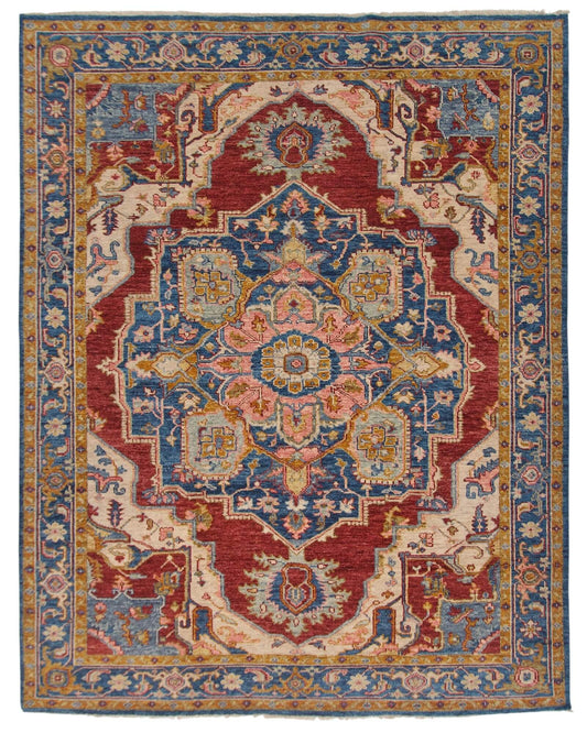 Indo-Oushak - Heriz Design (approx. 8'x10') blue/dk.red