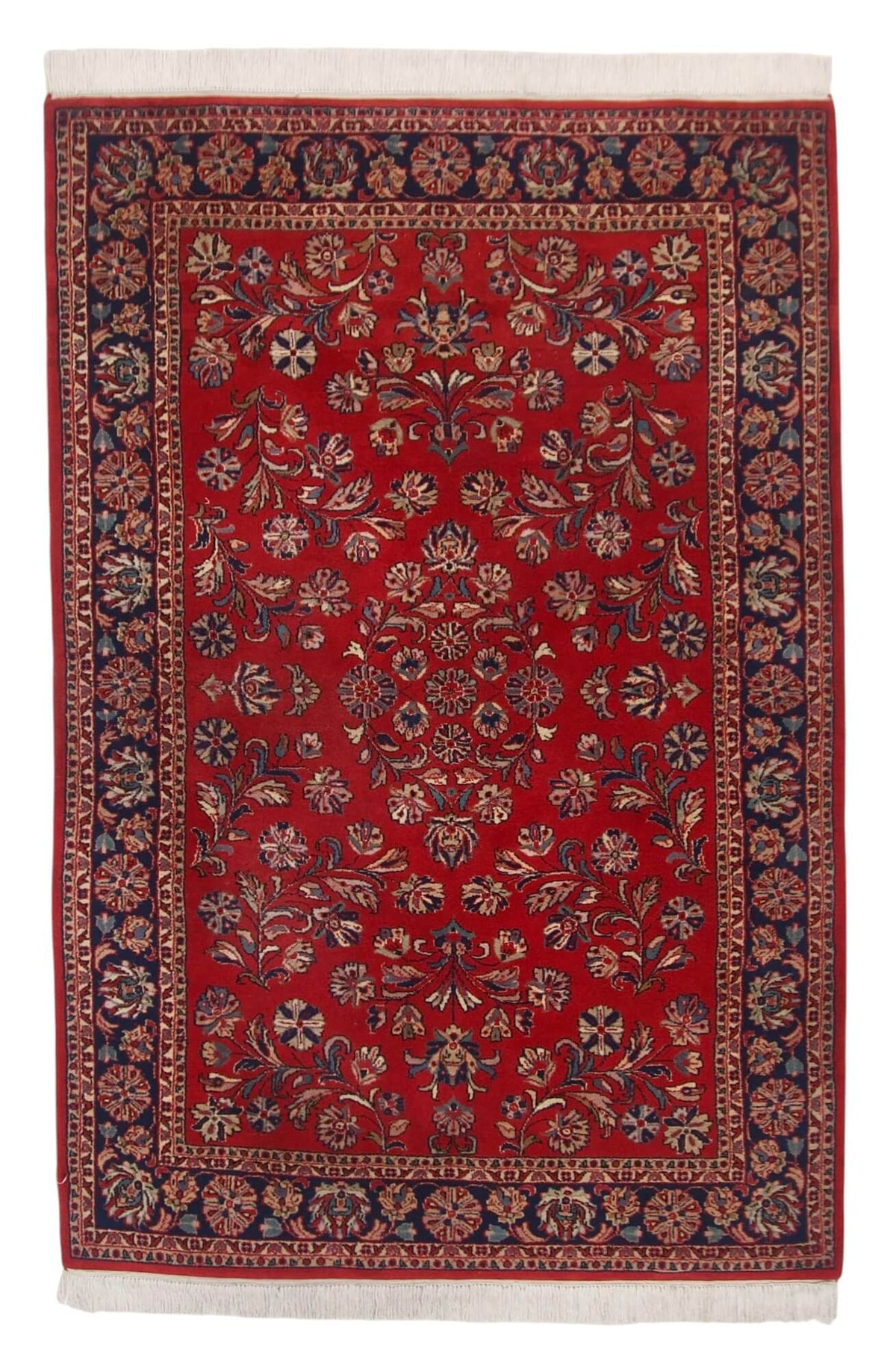 Vintage Indo-Persian - Sarouk (4'07"x6'08") red/navy