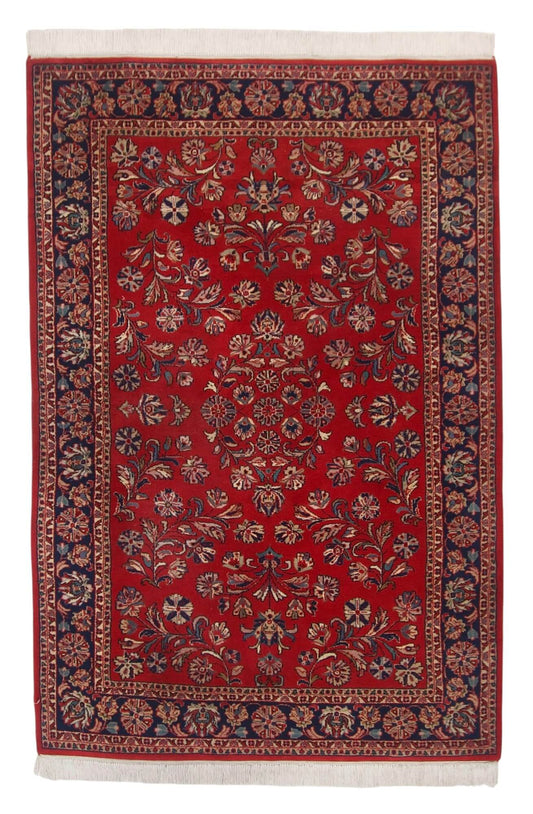 Vintage Indo-Persian - Sarouk (4'07"x6'08") red/navy
