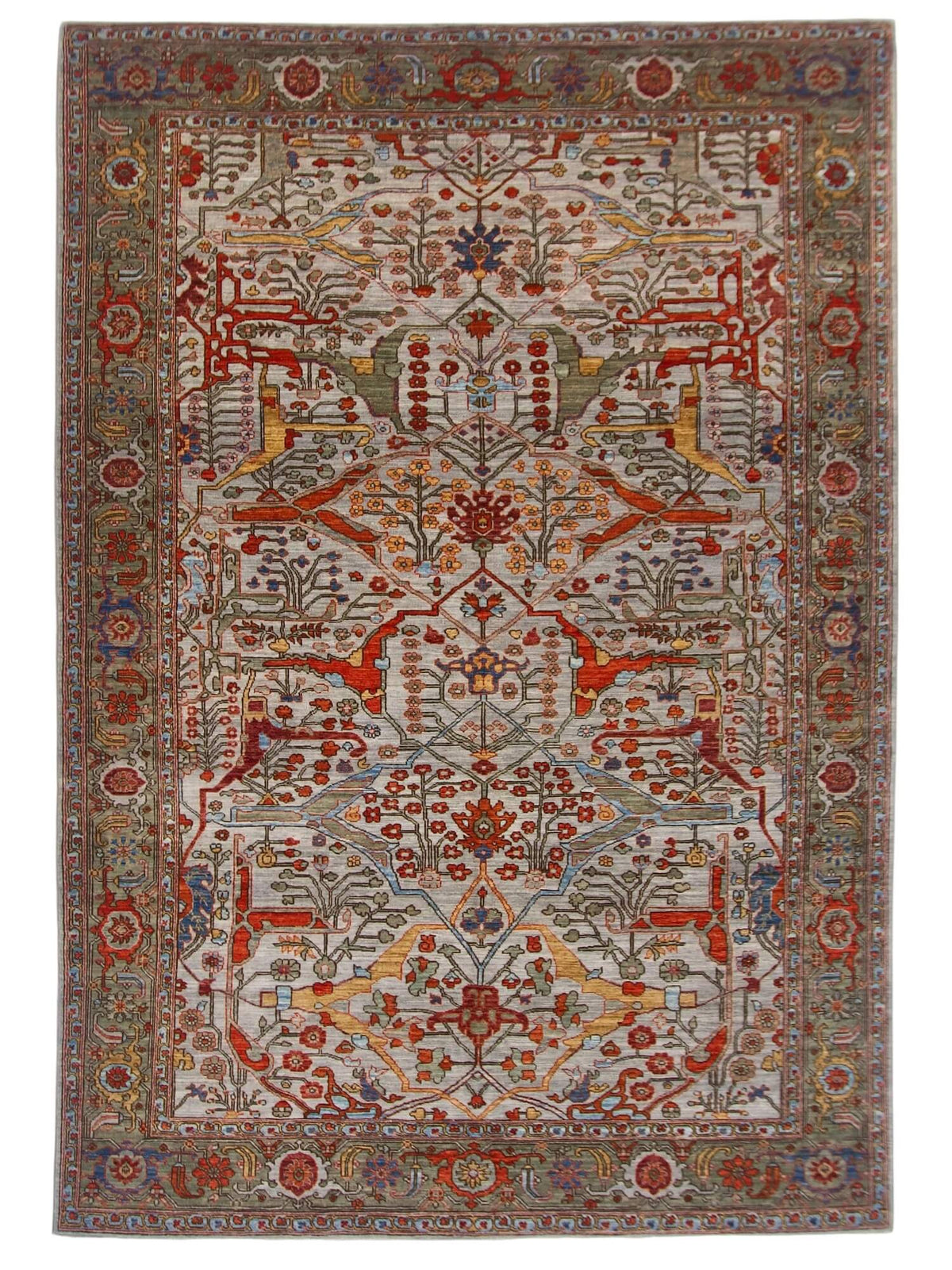 Faryab - Gerus Bidjar (6'01"x8'10") light gray/dark sage
