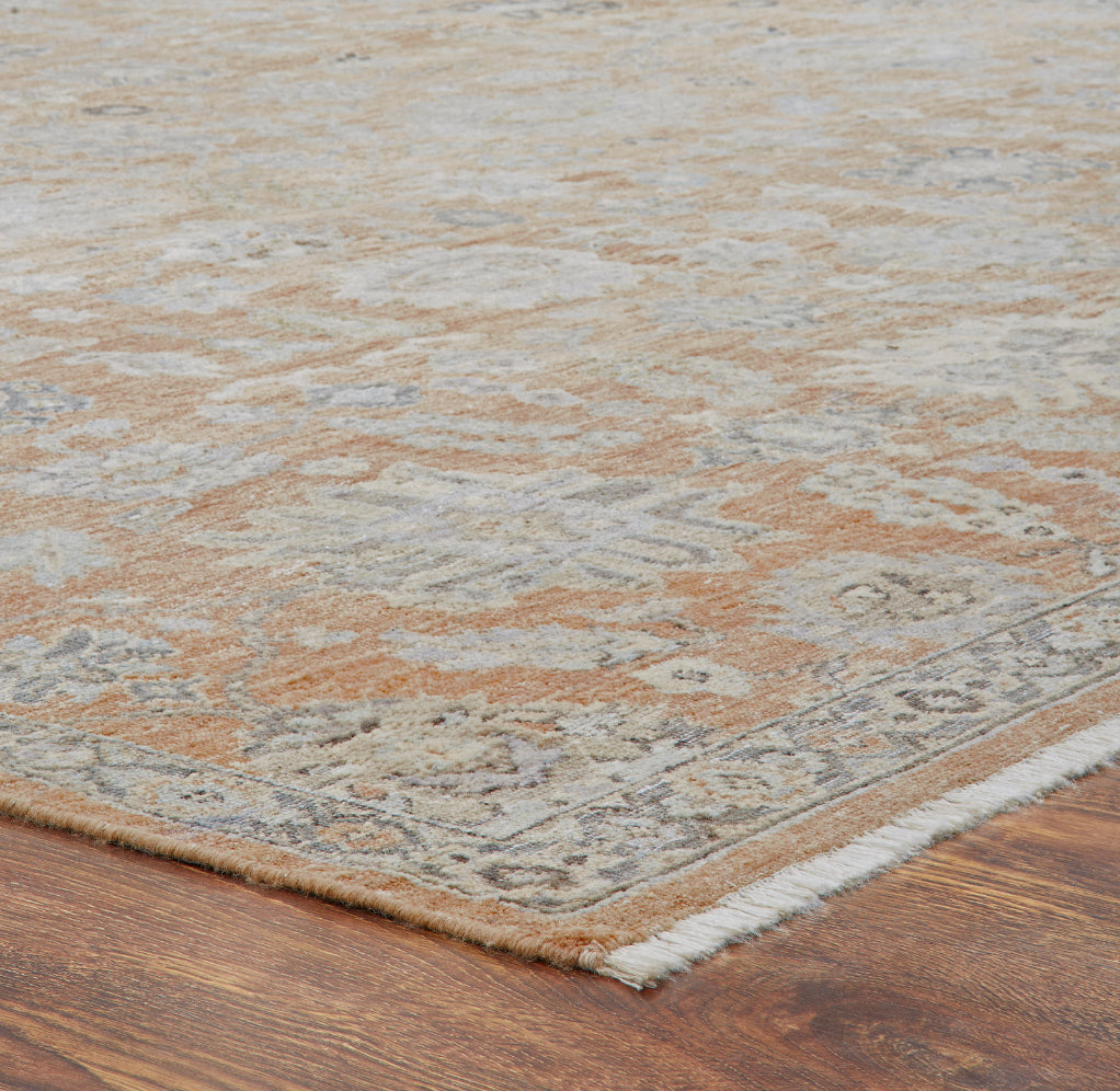 Corner with fringe on Alfani Collection 112912 Soft Terracotta/Gray