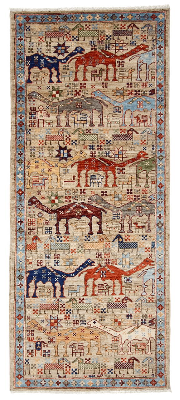 Caravan of Camels (2'11"x7'01") multicolor/beige