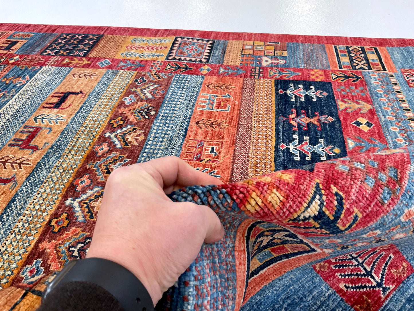 Afghan Gabbeh (4'02"x6'03") navy/blue/red