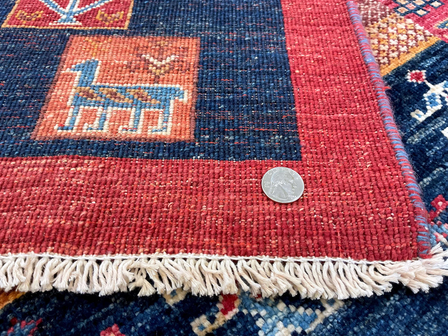 Afghan Gabbeh (4'02"x6'03") navy/blue/red