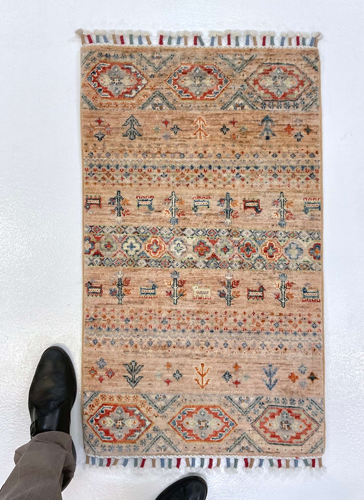 Afghan Gabbeh (2'00"x3'02") adobe/multicolor