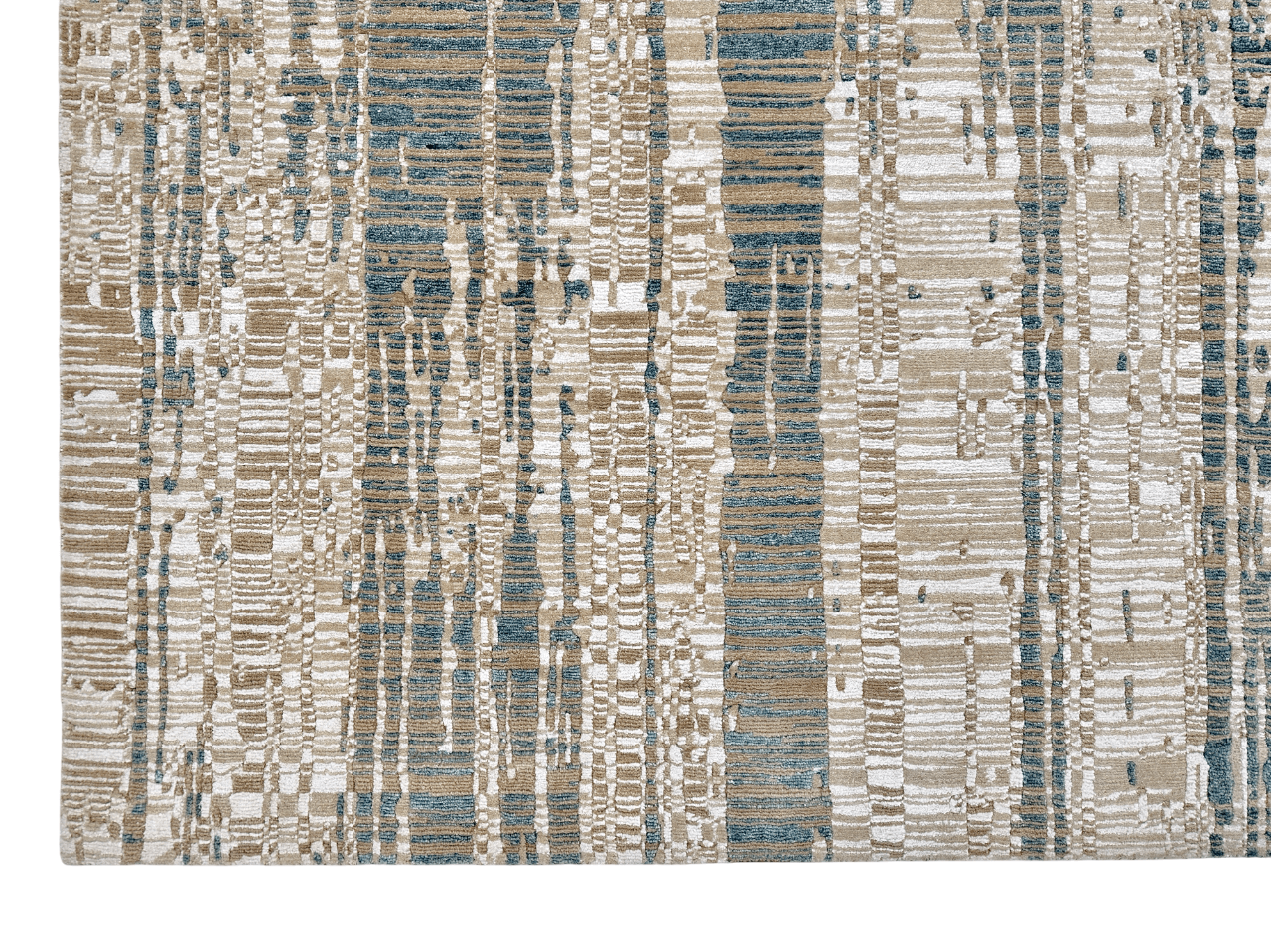 Contemporary wool/bamboo (8'00"x10'00") gold/ivory/teal