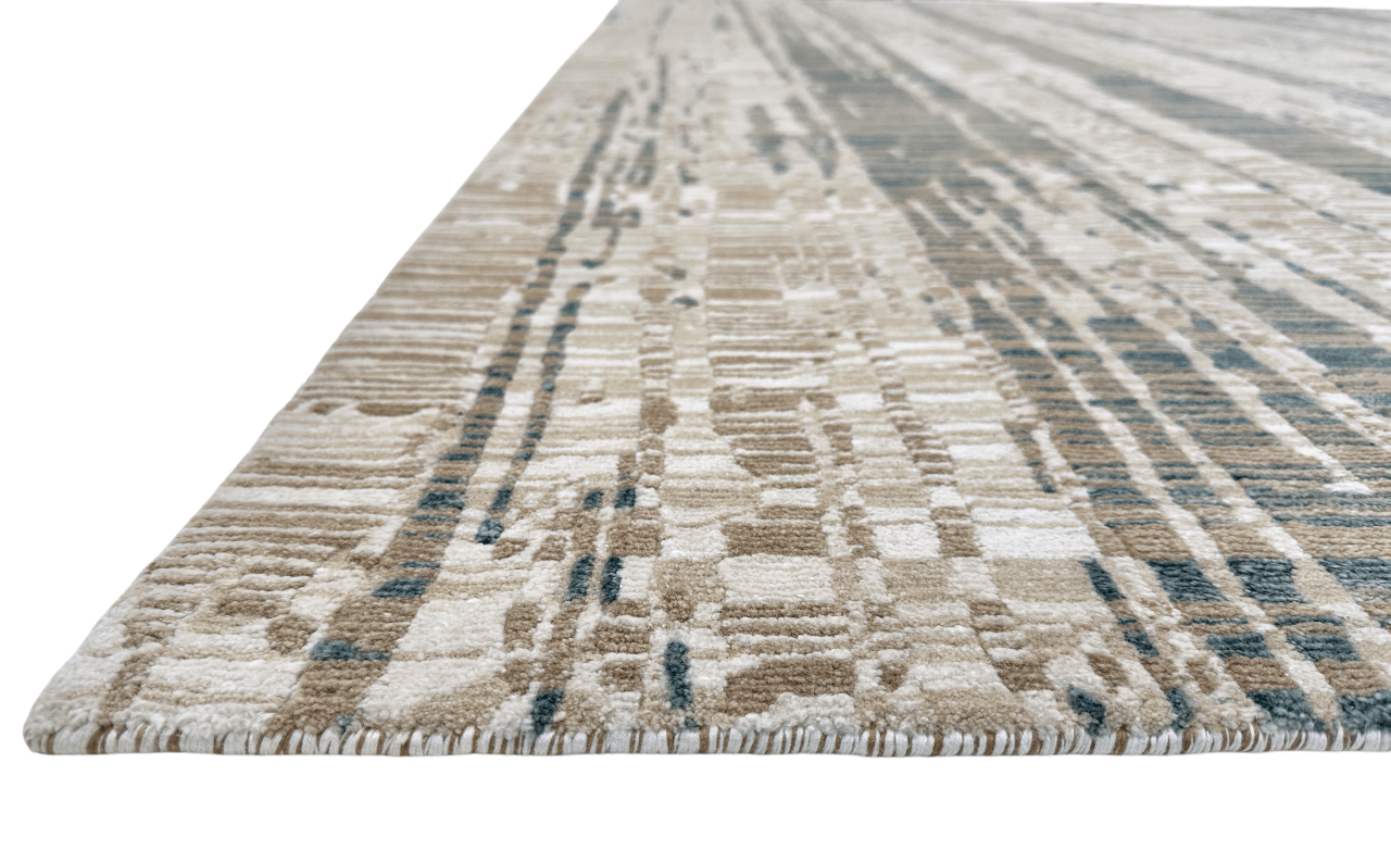 Contemporary wool/bamboo (8'00"x10'00") gold/ivory/teal