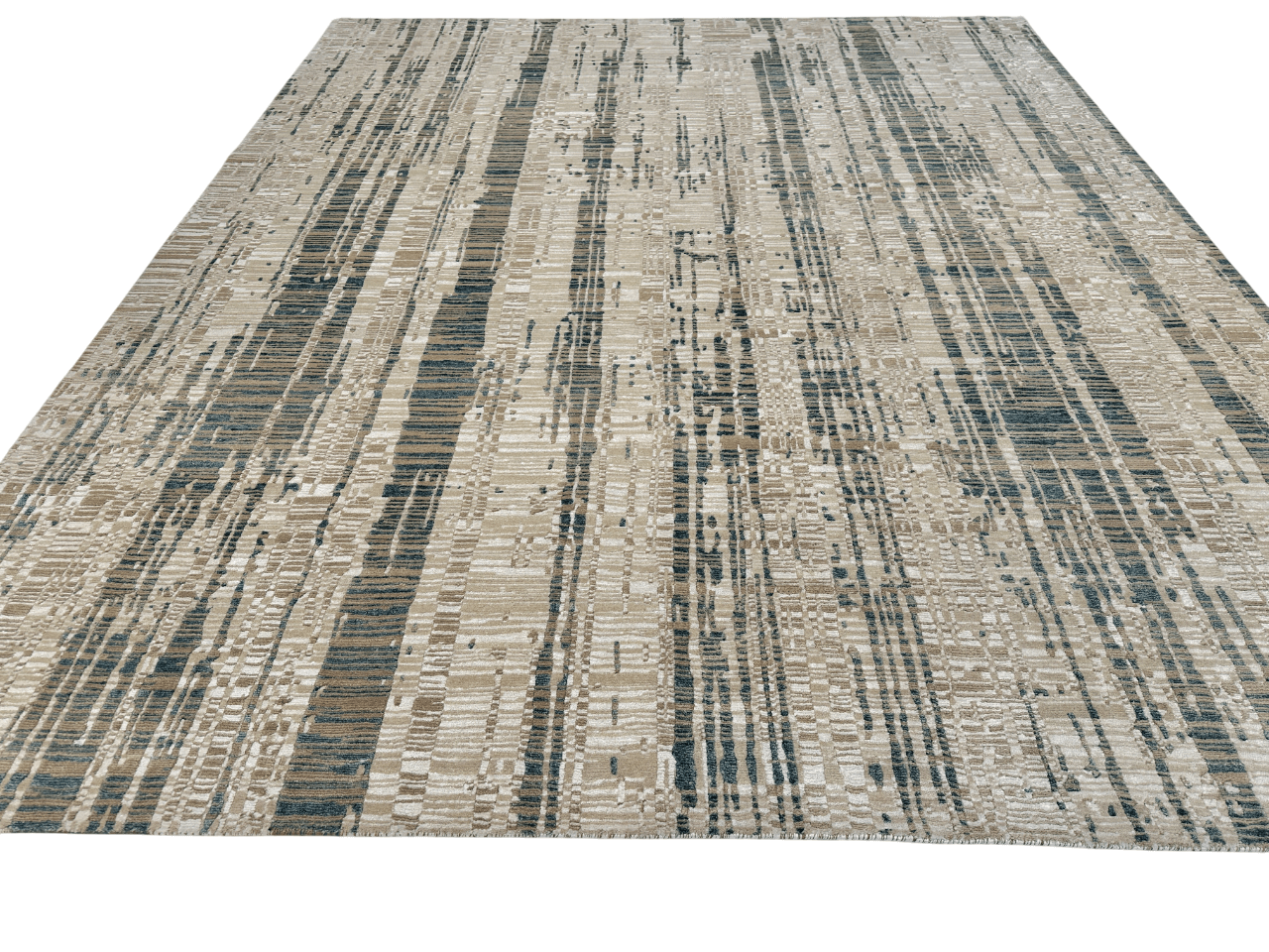 Contemporary wool/bamboo (8'00"x10'00") gold/ivory/teal