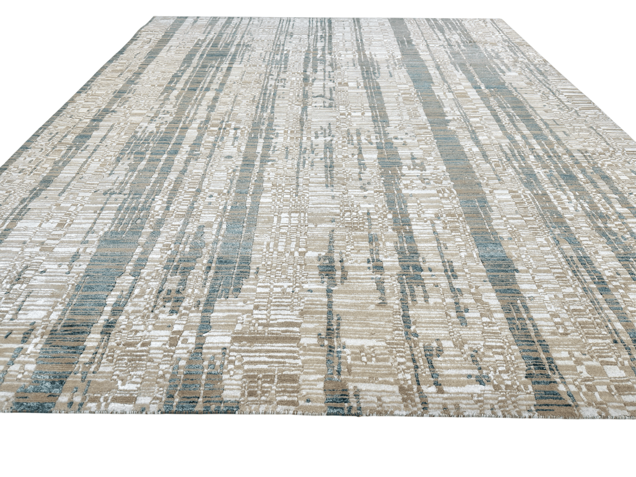 Contemporary wool/bamboo (8'00"x10'00") gold/ivory/teal