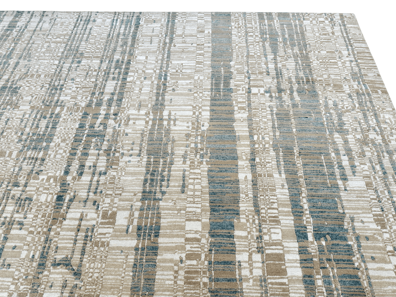 Contemporary wool/bamboo (8'00"x10'00") gold/ivory/teal