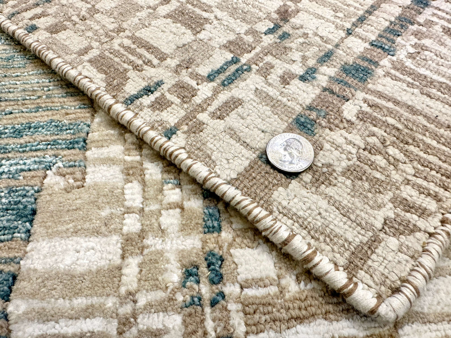 Contemporary wool/bamboo (8'00"x10'00") gold/ivory/teal