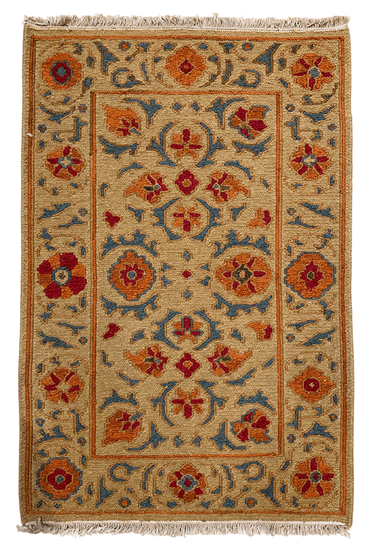 Suzani 2-Sided Soumak Flat Weave (gold/orange) 2x3