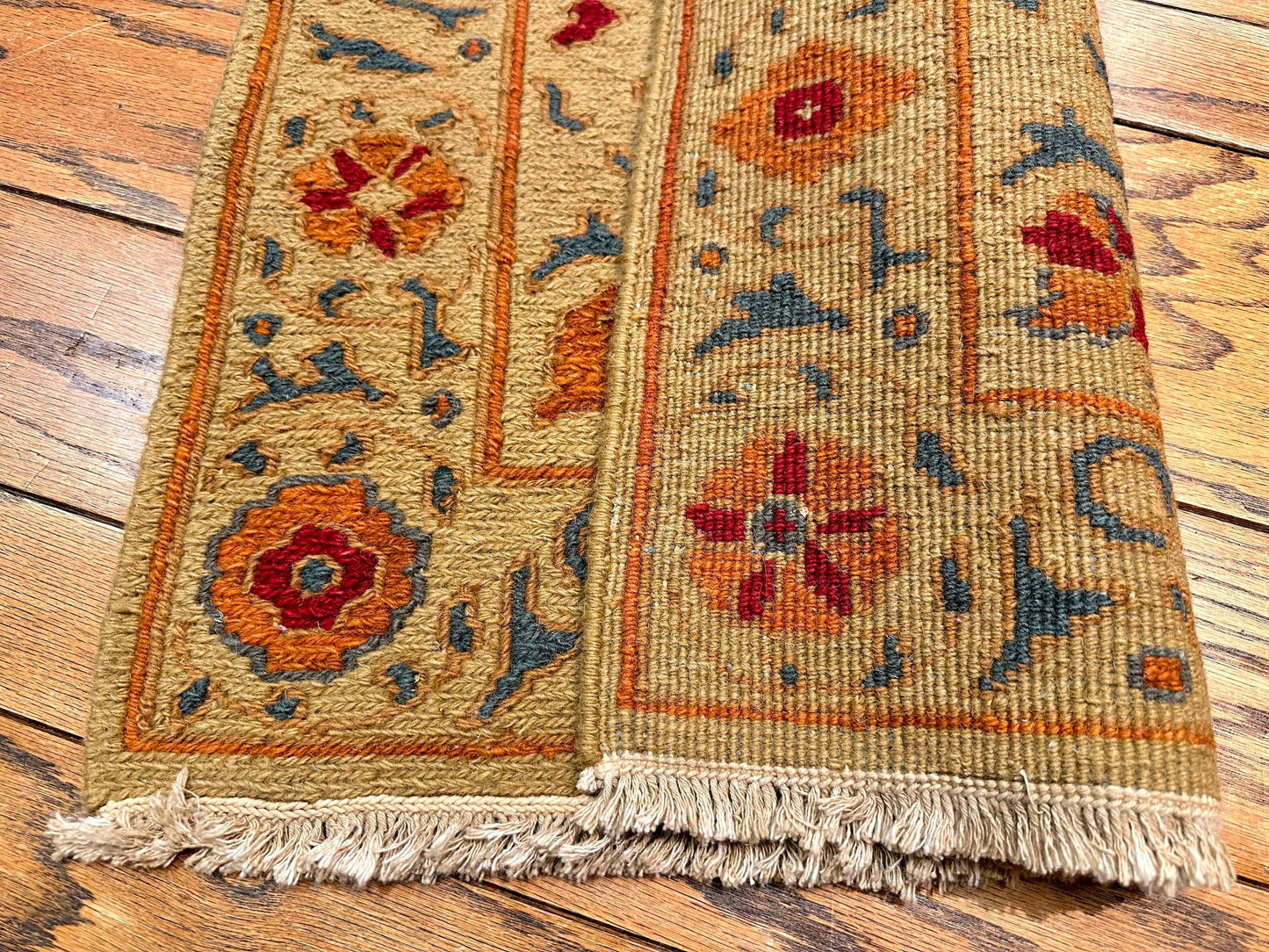 Suzani 2-Sided Soumak Flat Weave (gold/orange) 2x3