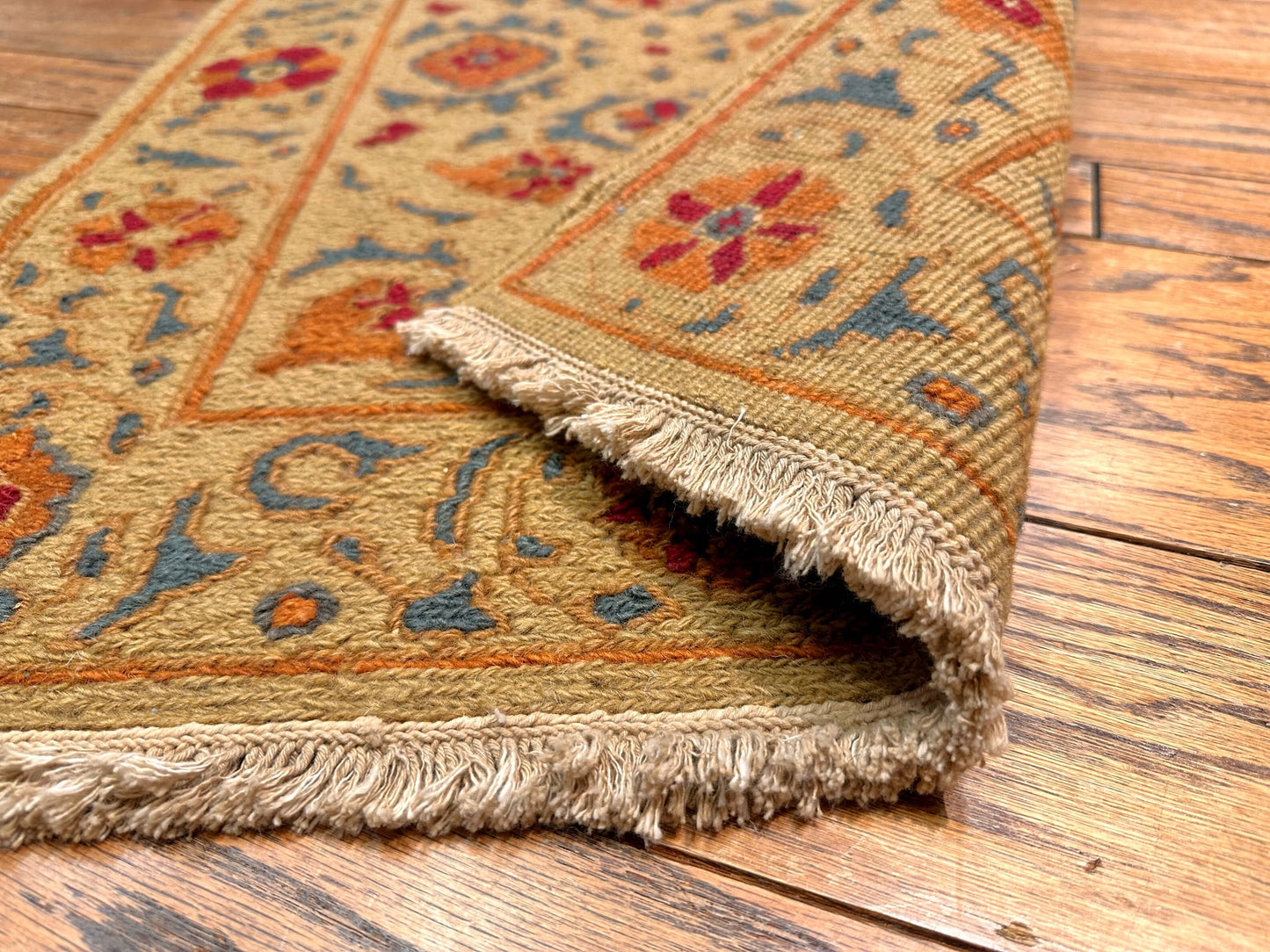 Suzani 2-Sided Soumak Flat Weave (gold/orange) 2x3