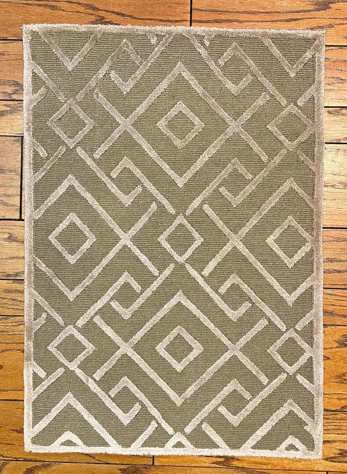 Wool & Bamboo Tibetan-Style (green/silver) 2x3