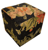 Moldovian Kilim Cube Ottoman (19x18x18) black