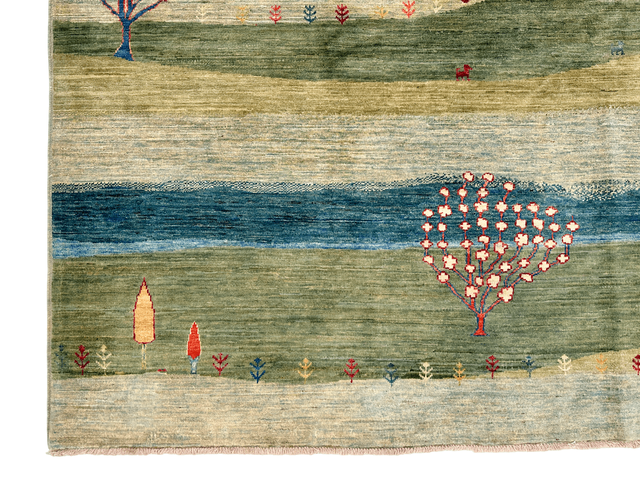 Scenic Afghan Gabbeh (8'02"x9'06") greens/blues