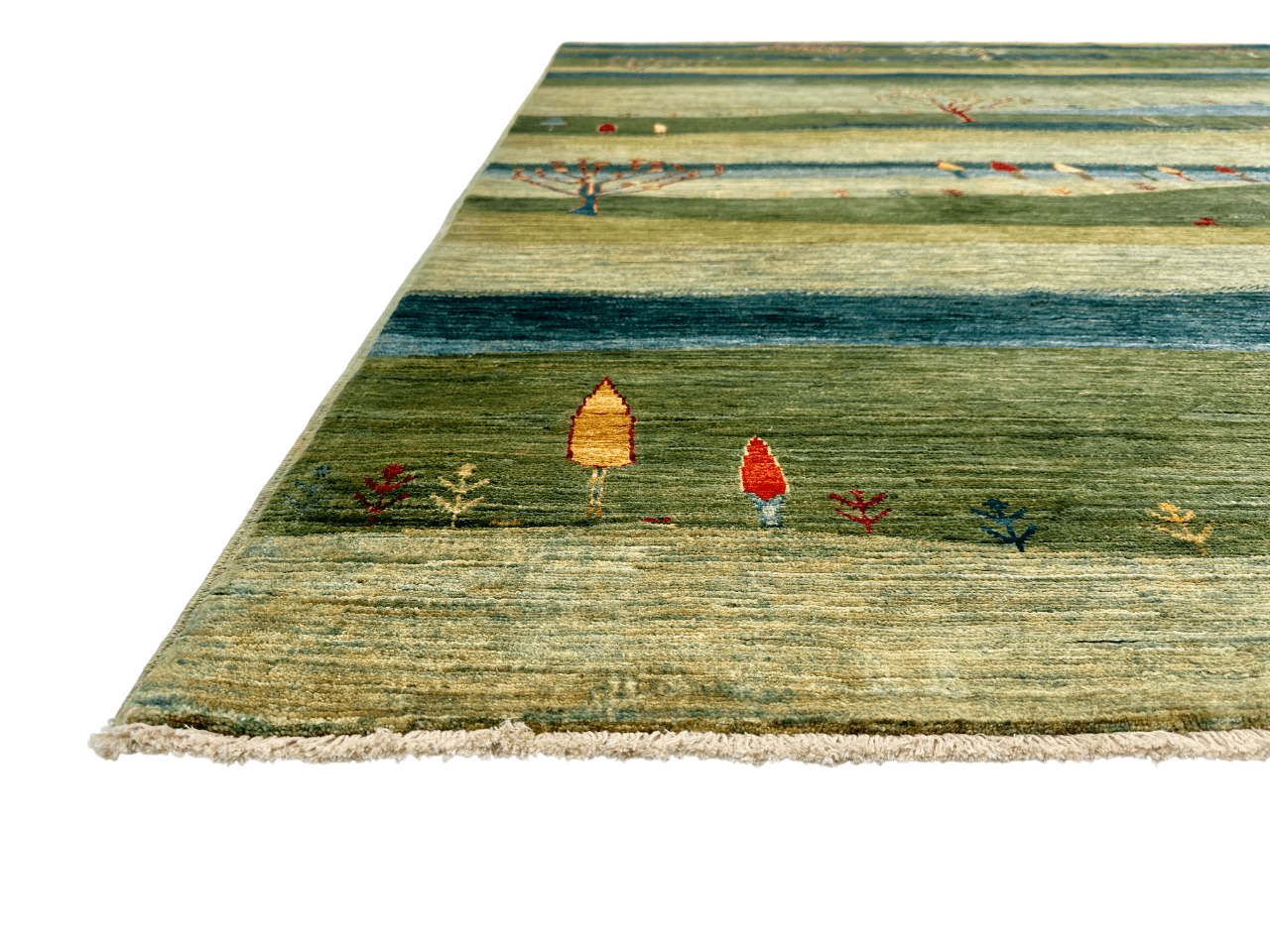 Scenic Afghan Gabbeh (8'02"x9'06") greens/blues