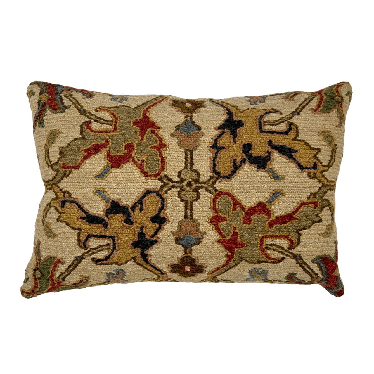 Soumak Flat Weave Bolster Pillow ivory Pillow 14"x22"