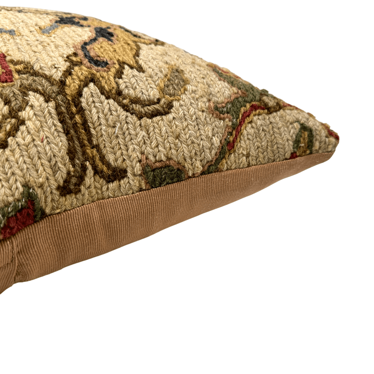 Soumak Flat Weave Bolster Pillow ivory Pillow 14"x22"