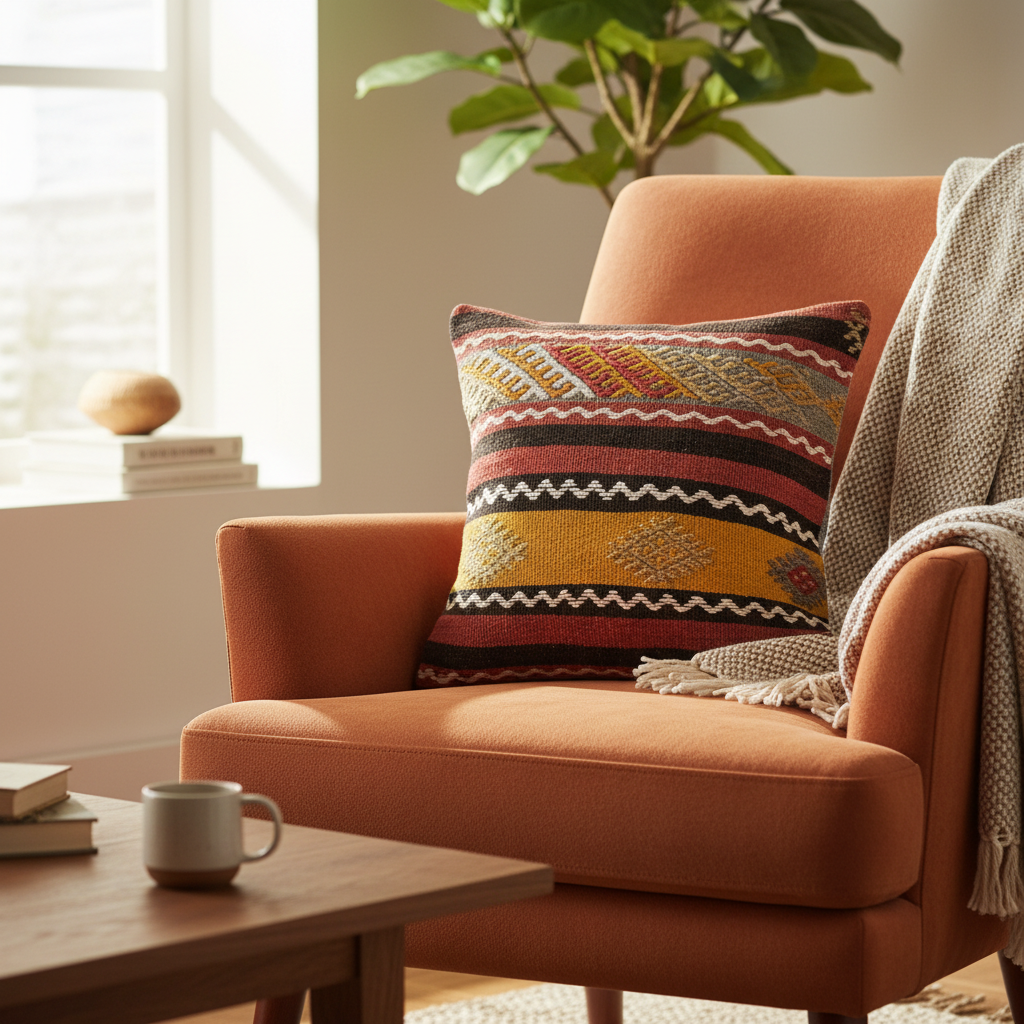 Turkish Kilim Pillow 16"x16"