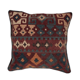 Afghan Down-Filled Wool Kilim Pillow 19"x19"
