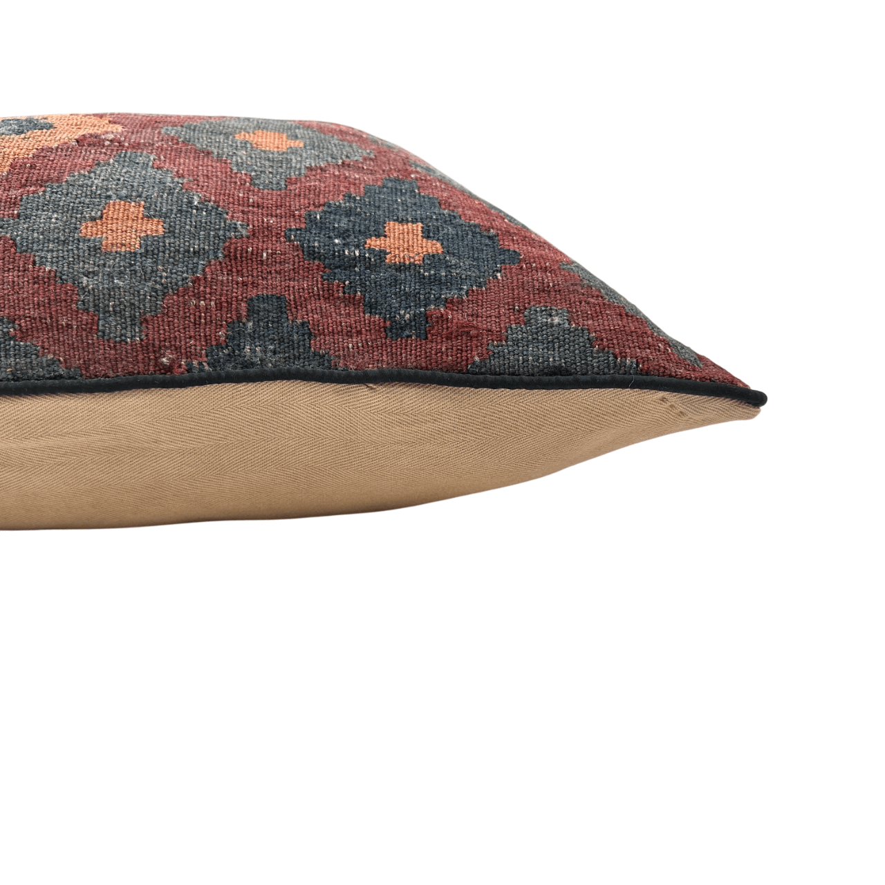 Afghan Down-Filled Wool Kilim Pillow 19"x19"