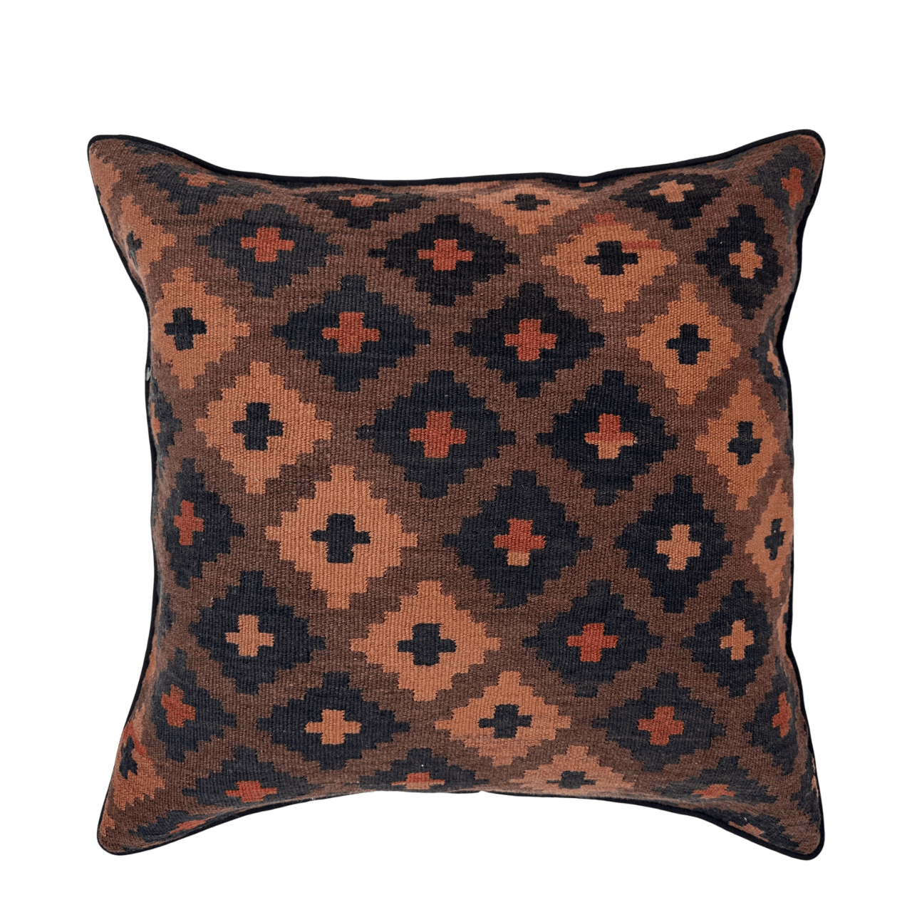 Afghan Down-Filled Wool Kilim Pillow 19"x19"