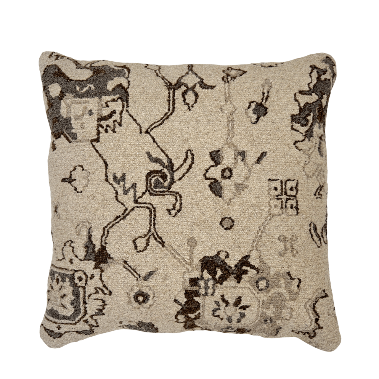 Undyed Wool Soumak Flat Weave Pillow 22"x22"