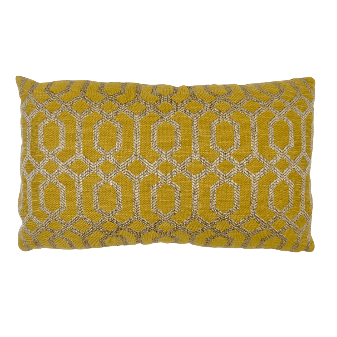 Yellow Geometric Down Filled Lumbar Pillow 14"x22"