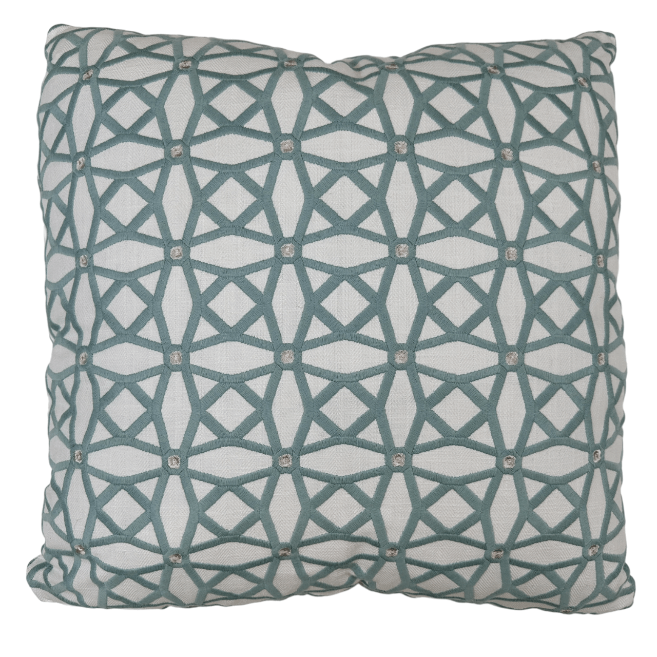 Down-Filled Moorish Design Pillow 24"x24" white/aqua