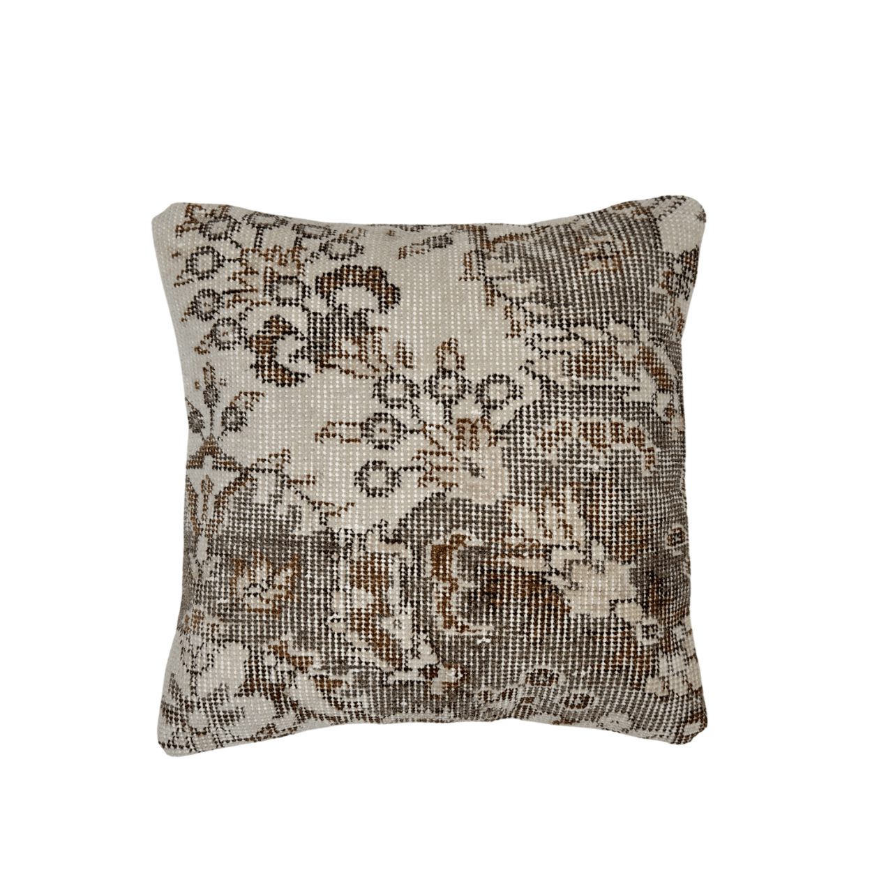 Turkish Antiqued Wool Rug Pillow 16"x16"