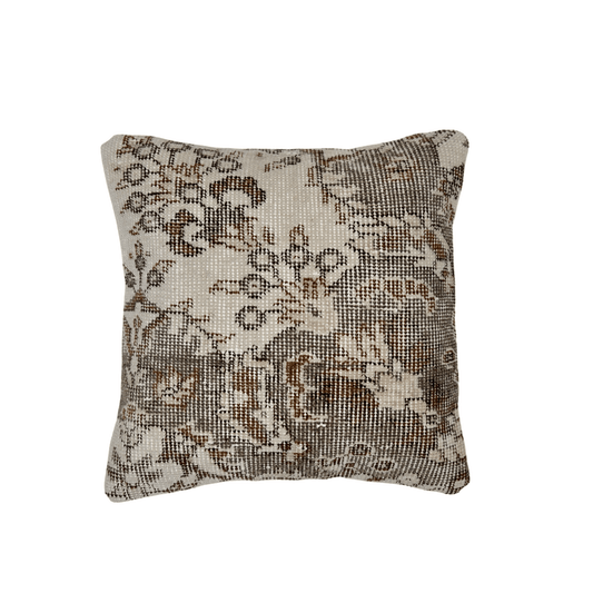 Turkish Antiqued Wool Rug Pillow 16"x16"